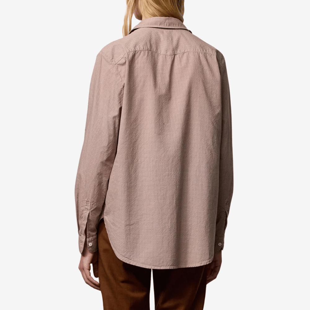 Massimo Alba Uma Micro Check Cotton Shirt in Boreal Pink - International designer fashion boutique Australia Riada Concept Woollahra