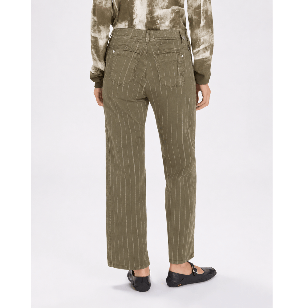 HIGH Everyday Couture Method Cropped Straight-Leg Pants in Khaki Stripe - International designer fashion boutique Australia Riada Concept Woollahra