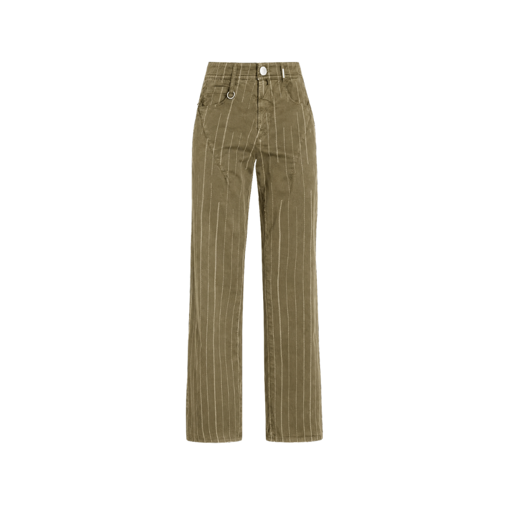 HIGH Everyday Couture Method Cropped Straight-Leg Pants in Khaki Stripe - International designer fashion boutique Australia Riada Concept Woollahra