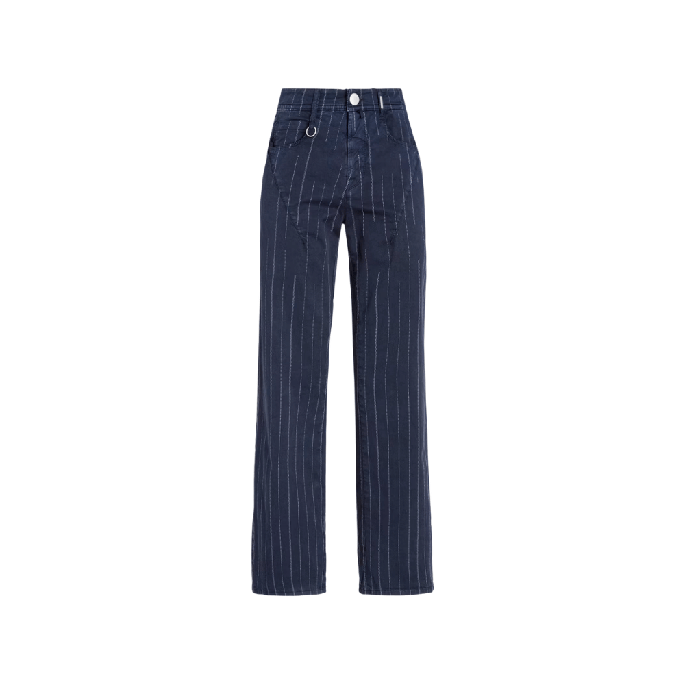 HIGH Everyday Couture Method Cropped Straight-Leg Pants in Navy Stripe - International designer fashion boutique Australia Riada Concept Woollahra