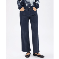 HIGH Everyday Couture Method Cropped Straight-Leg Pants in Navy Stripe - International designer fashion boutique Australia Riada Concept Woollahra