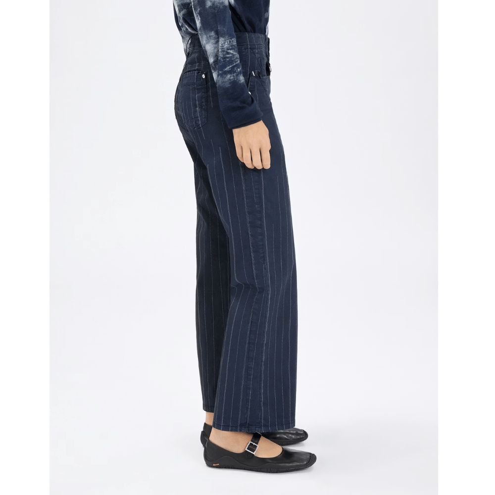 HIGH Everyday Couture Method Cropped Straight-Leg Pants in Navy Stripe - International designer fashion boutique Australia Riada Concept Woollahra