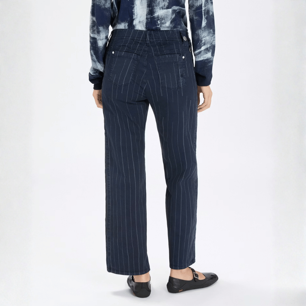HIGH Everyday Couture Method Cropped Straight-Leg Pants in Navy Stripe - International designer fashion boutique Australia Riada Concept Woollahra