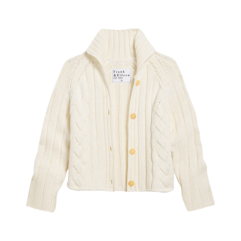 Mini Cotswolds Cropped Cable Knit Cardigan in Ivory