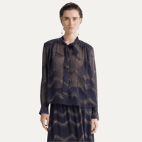 Forte Forte Nuages d'Argent Silk Chiffon Bow-Tie Shirt Notte – International designer fashion boutique Australia Riada Concept Woollahra