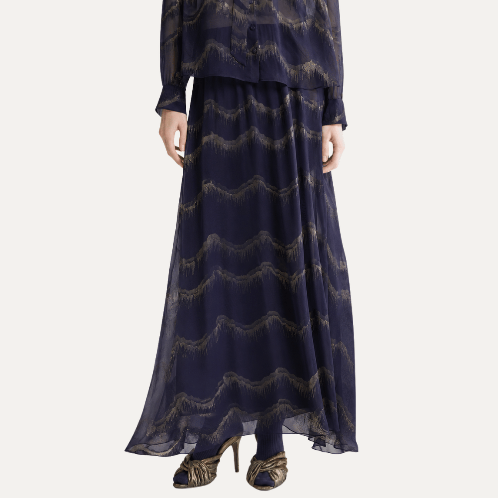 Forte Forte Nuages d'Argent Silk Chiffon Maxi Skirt Notte – International designer fashion boutique Australia Riada Concept Woollahra