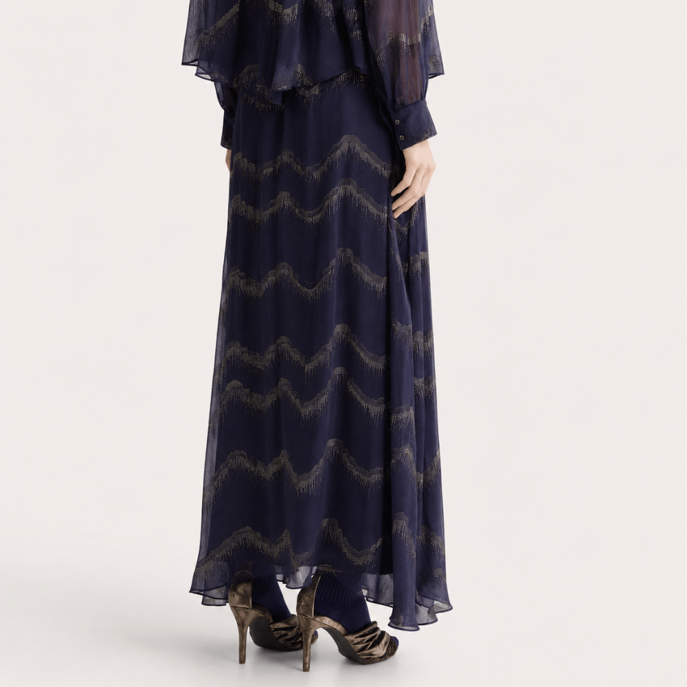 Forte Forte Nuages d'Argent Silk Chiffon Maxi Skirt Notte – International designer fashion boutique Australia Riada Concept Woollahra
