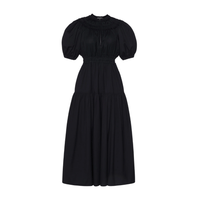 Ulla Johnson Othella Short Sleeve Midi Dress in Noir – luxury black cotton midi dress with puffed sleeves, Available instore and online at Riada Concept, Woollahra Sydney’s destination for a curated selection of international luxury brands