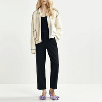 Essentiel Antwerp Oversized Knit Scarf-Cardigan with Contrast Stitching in White ESSENTIEL ANTWERP Designer fashion shop online and in store High End fashion boutique Sydney Australia Riada Concept