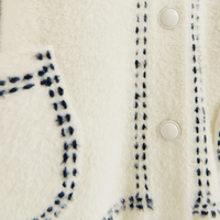 Essentiel Antwerp Oversized Knit Scarf-Cardigan with Contrast Stitching in White ESSENTIEL ANTWERP Designer fashion shop online and in store High End fashion boutique Sydney Australia Riada Concept