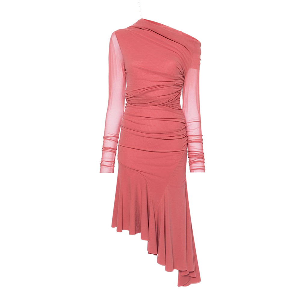 Stretch tulle dress in pink