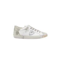 Philippe Model PRSX Glitter Low-Top Sneakers in White Gold – International designer fashion boutique handmade designer leather sneakers Australia Riada Concept Woollahra