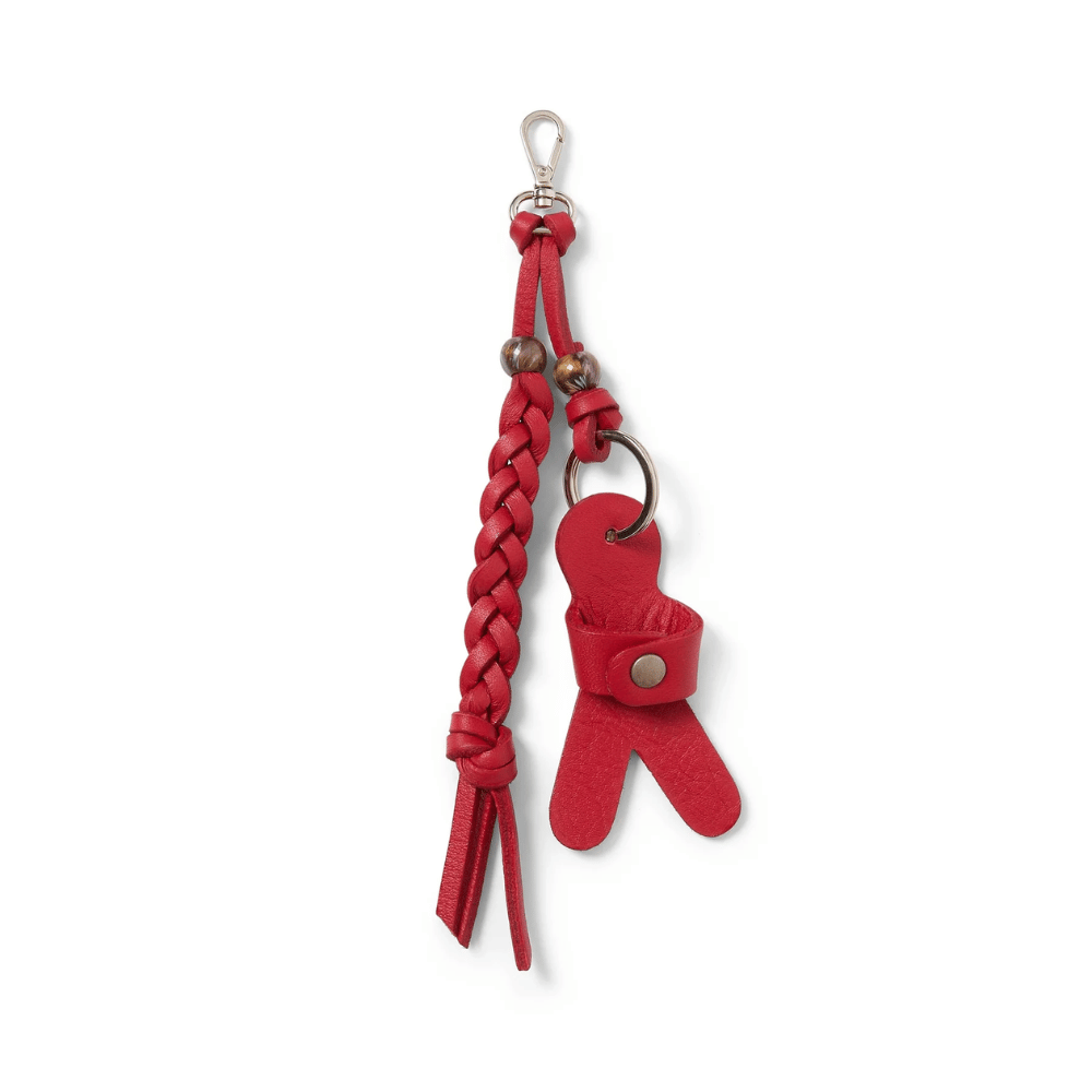 Henry Beguelin Omino Charm Braided Leather Keyring in Fuoco – International designer fashion boutique Australia Riada Concept Woollahra