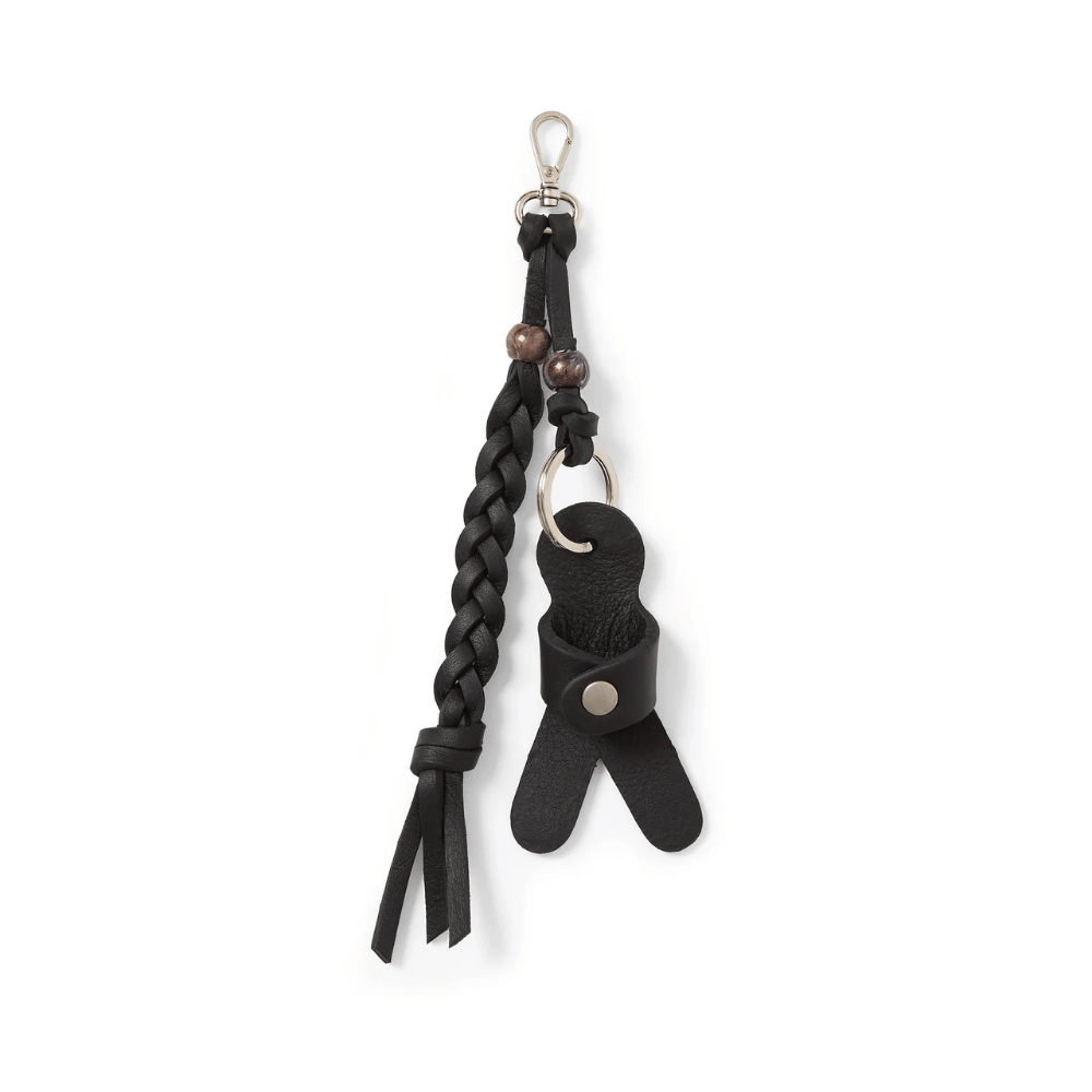 Henry Beguelin Omino Charm Braided Leather Keyring in Black – International designer fashion boutique Australia Riada Concept Woollahra