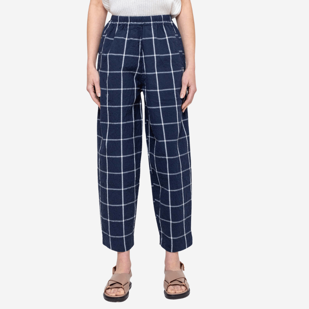 H+ Hannoh Wessel Paris Pants in Navy Check – International designer fashion boutique Australia Riada Concept Woollahra