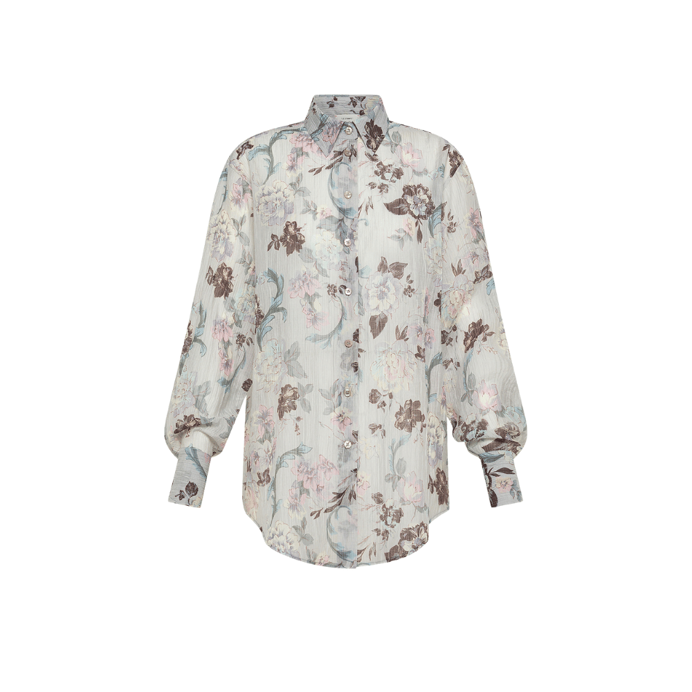 Forte Forte Peonia My Love Floral Cupro Shirt in Glicine