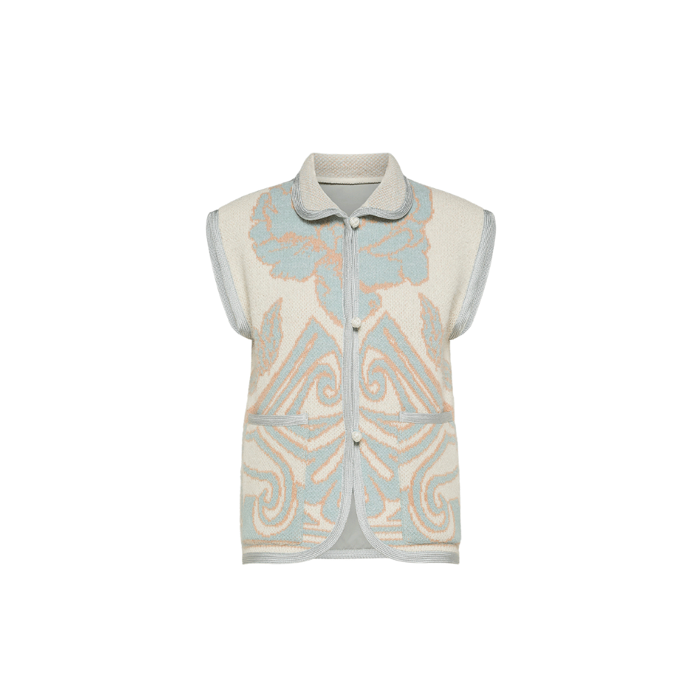 Forte Forte Peonia My Love Jacquard Knit Vest in Azure – International designer fashion boutique Australia Riada Concept Woollahra