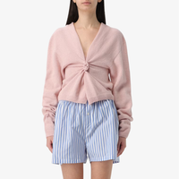 Philosophy di Lorenzo Serafini Cashmere Wool Twist Front Sweater in Pink with V-neckline and feminine twist detail, international luxury knitwear fashion labels at Riada Concept Woollahra, Sydney Australia and online