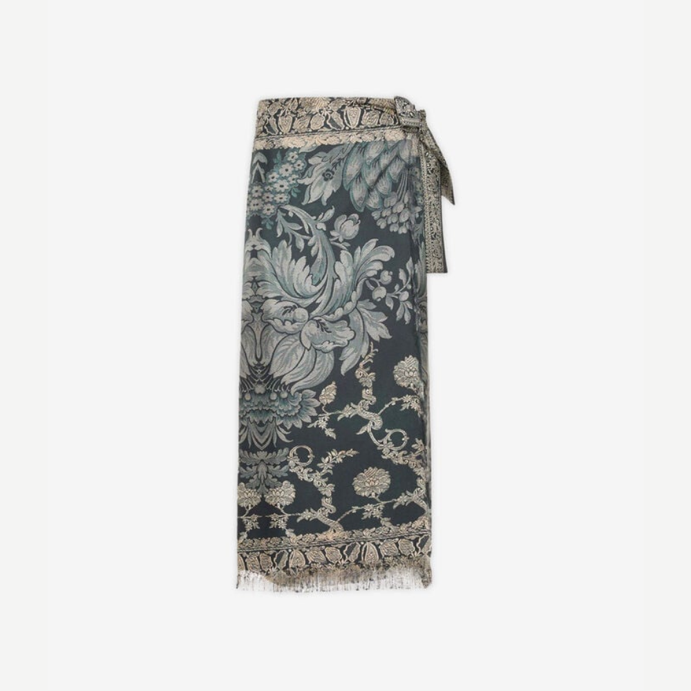 ALOE Paisley di Cannella Silk Wrap Skirt