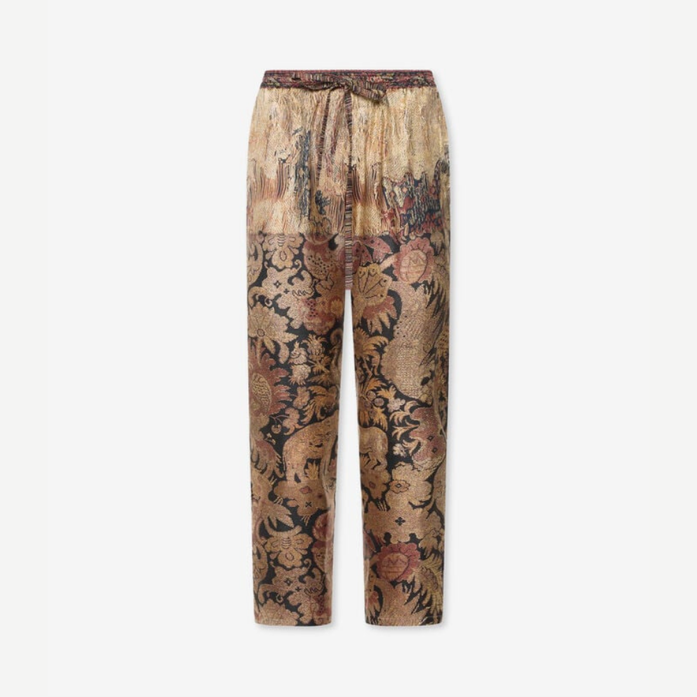 ALOE Ricamo di Alloro Silk Trousers