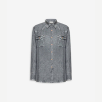 Pierre-Louis Mascia ALOE Faux-Denim Silk Long Sleeve Shirt in Black Denim – International designer fashion boutique Australia Riada Concept Woollahra