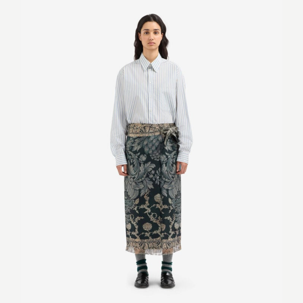 Pierre-Louis Mascia ALOE Paisley di Cannella Silk Wrap Skirt