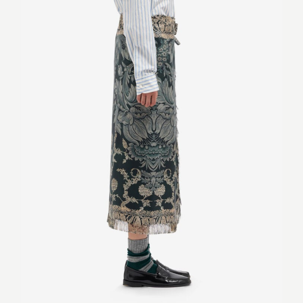 Pierre-Louis Mascia ALOE Paisley di Cannella Silk Wrap Skirt