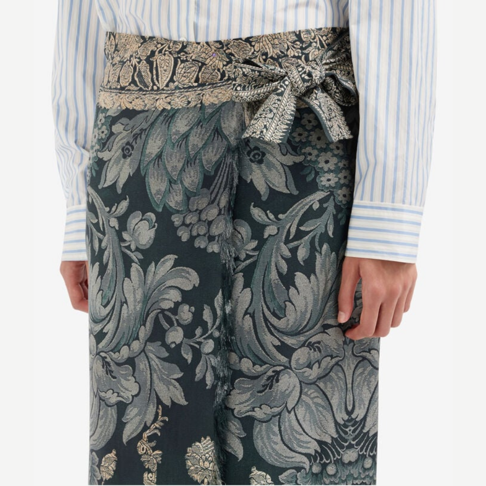 Pierre-Louis Mascia ALOE Paisley di Cannella Silk Wrap Skirt