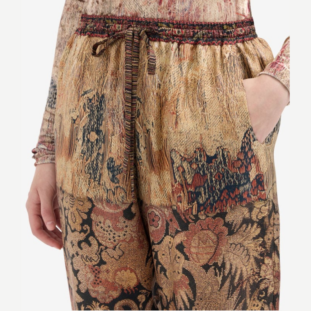Pierre-Louis Mascia ALOE Ricamo di Alloro Silk Trousers