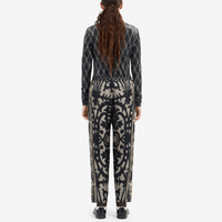 Pierre-Louis Mascia Aloe Silk Trousers in Black and Olive Baroque Motif PIERRE LOUIS MASCIA designer fashion online or in-store at Riada Concept, Sydney’s high-end fashion boutique in Australia.