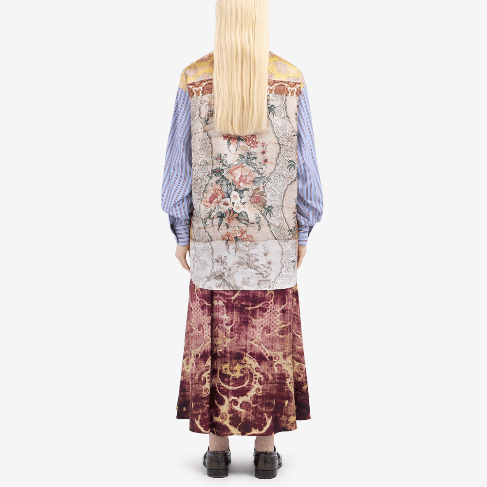 Pierre-Louis Mascia Alotho Cotton Silk Long Sleeve Shirt in Lilac Stripe with Floral Tapestry Back Shop PIERRE LOUIS MASCIA designer fashion online or in-store at Riada Concept, Sydney’s high-end fashion boutique in Australia.