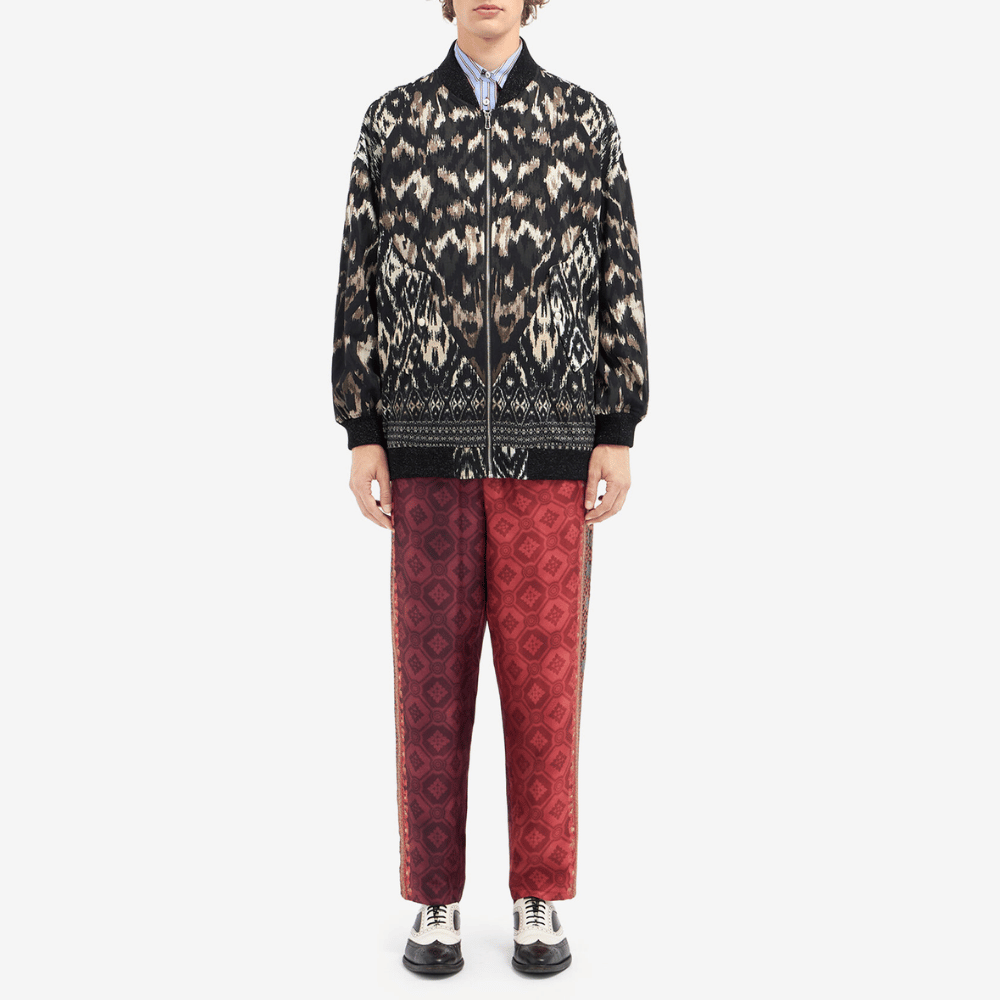 Pierre-Louis Mascia Dydox Virgin Wool Bomber Jacket in Black Ikat Print PIERRE LOUIS MASCIA designer fashion online or in-store at Riada Concept, Sydney’s high-end fashion boutique in Australia.