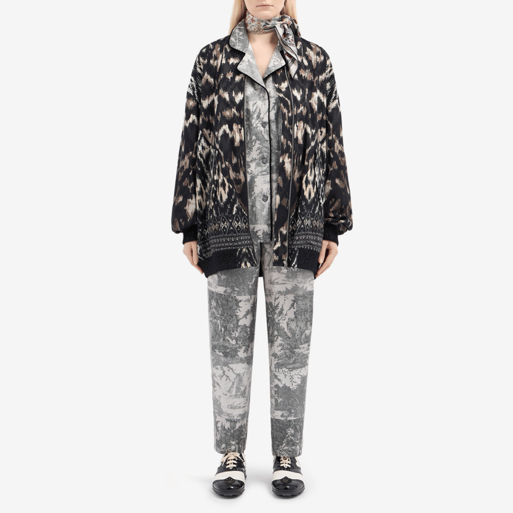 Pierre-Louis Mascia Dydox Virgin Wool Bomber Jacket in Black Ikat Print PIERRE LOUIS MASCIA designer fashion online or in-store at Riada Concept, Sydney’s high-end fashion boutique in Australia.