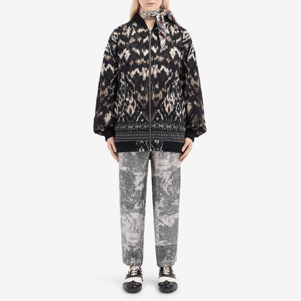 Pierre-Louis Mascia Dydox Virgin Wool Bomber Jacket in Black Ikat Print PIERRE LOUIS MASCIA designer fashion online or in-store at Riada Concept, Sydney’s high-end fashion boutique in Australia.