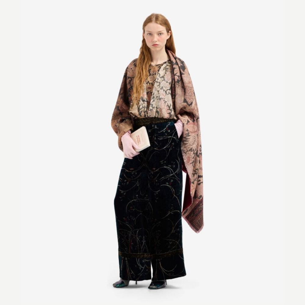 Pierre-Louis Mascia KANADA Rilievo di Cipria Viscose Silk Palazzo Trousers