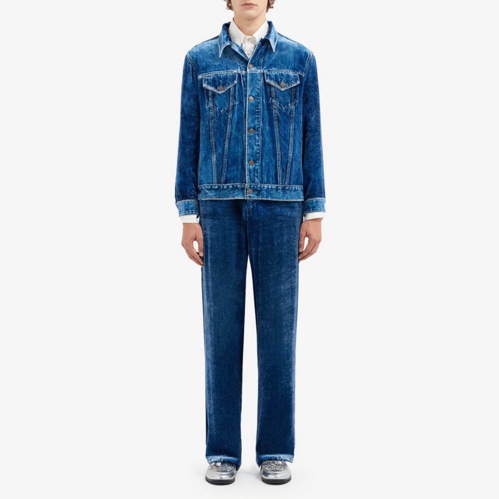 Pierre-Louis Mascia Kankam Viscose Silk Jacket in Blue Denim Print Shop PIERRE LOUIS MASCIA designer fashion online or in-store at Riada Concept, Sydney’s high-end fashion boutique in Australia.