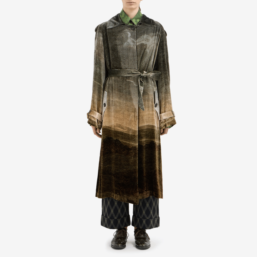 Pierre-Louis Mascia Kanpur Viscose Silk Long Jacket in Bronze Landscape Gradient Print Shop PIERRE LOUIS MASCIA designer fashion online or in-store at Riada Concept, Sydney’s high-end fashion boutique in Australia.
