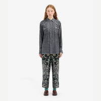 Pierre-Louis Mascia ALOE Faux-Denim Silk Long Sleeve Shirt in Black Denim – International designer fashion boutique Australia Riada Concept Woollahra
