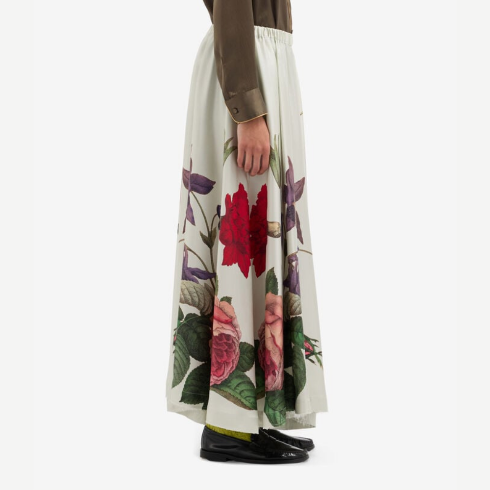 Pierre-Louis Mascia ALOE Rugiada Botanica Silk A-Line Skirt