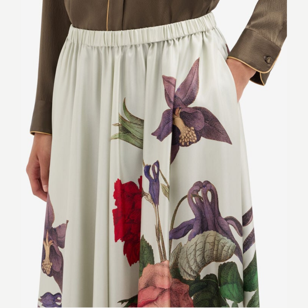 Pierre-Louis Mascia ALOE Rugiada Botanica Silk A-Line Skirt