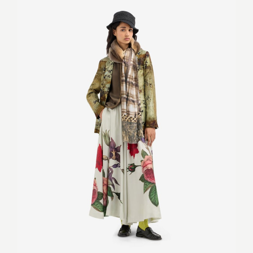 Pierre-Louis Mascia ALOE Rugiada Botanica Silk A-Line Skirt