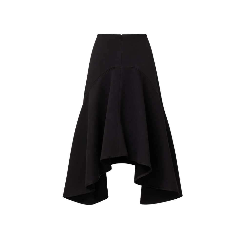 Plan C Asymmetric Flared Midi Skirt in Black – International designer fashion boutique Australia Riada Concept Woollahra