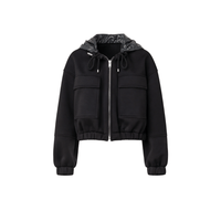 Plan C Hooded Crop Jacket in Black – International designer fashion boutique Australia Riada Concept Woollahra