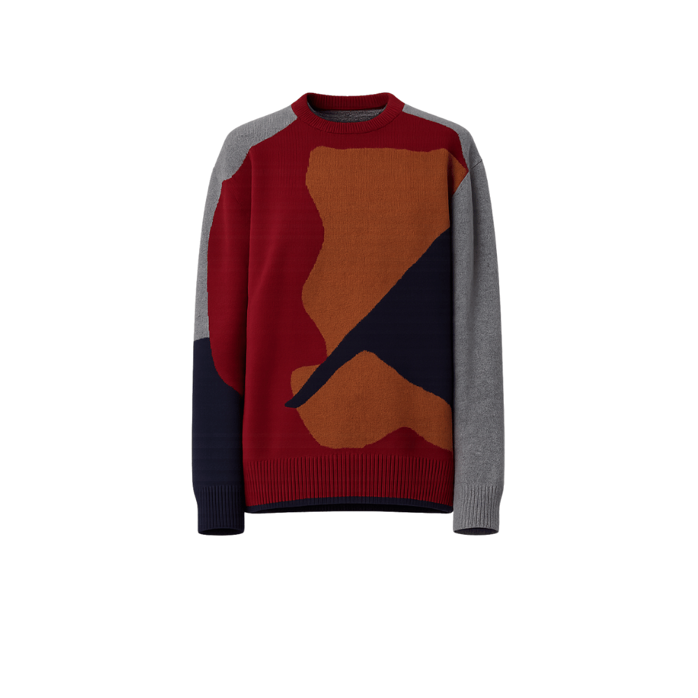 Plan C Long Sleeve Abstract Intarsia Crew Neck Sweater – International designer fashion boutique Australia Riada Concept Woollahra