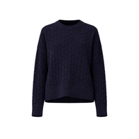 Plan C Long Sleeve Textured Merino Knit Sweater in Dark Blue – International designer fashion boutique Australia Riada Concept Woollahra