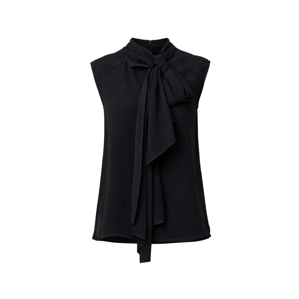 Plan C Sleeveless Tie-Neck Tank Top in Black – International designer fashion boutique Australia Riada Concept Woollahra