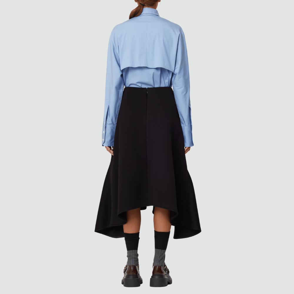 Plan C Asymmetric Flared Midi Skirt in Black – International designer fashion boutique Australia Riada Concept Woollahra