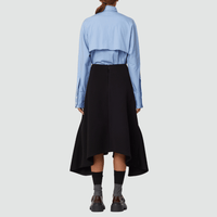 Plan C Asymmetric Flared Midi Skirt in Black – International designer fashion boutique Australia Riada Concept Woollahra