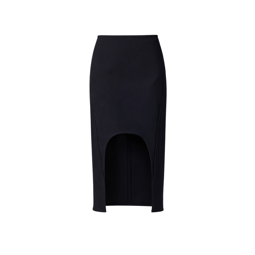 Plan C Asymmetric Midi Skirt in Blue Black – International designer fashion boutique Australia Riada Concept Woollahra