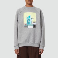 Plan C Graphic Crew Neck Sweatshirt in Granite Grey – International designer fashion boutique Australia Riada Concept Woollahra